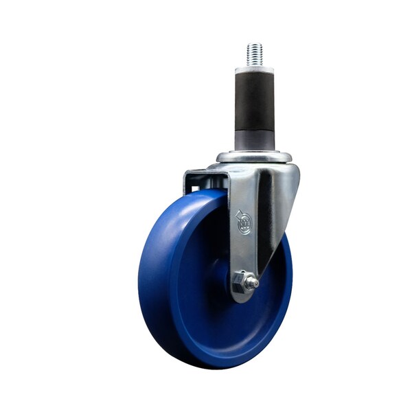 5'' SS Solid Poly Wheel Swivel 1-1/4'' Expanding Stem Caster